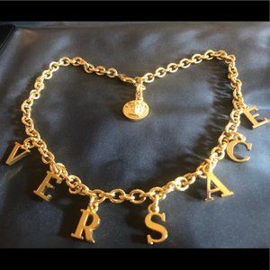 Versace Gold Charm Letters Necklace
